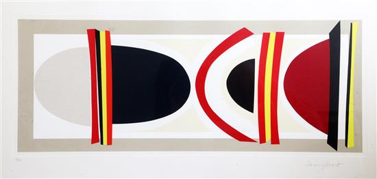 § Sir Terry Frost (1951-2003) Long Red Yellow Black 18.75 x 36in.